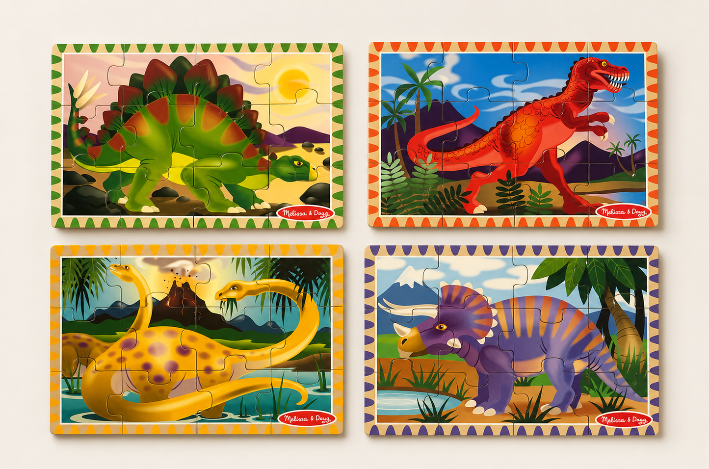 4 Pce Wooden Dinosaur Puzzles