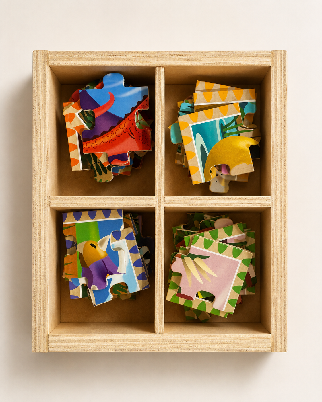 4 Pce Wooden Dinosaur Puzzles