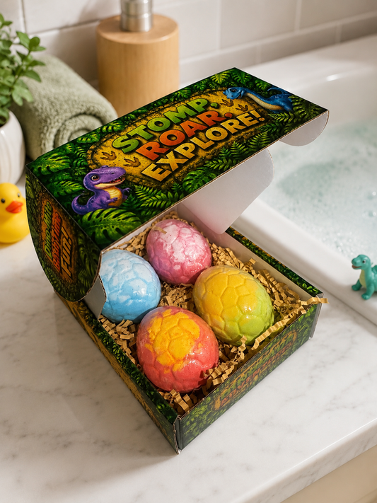 Bath Bomb Set with Dinosaur Toy