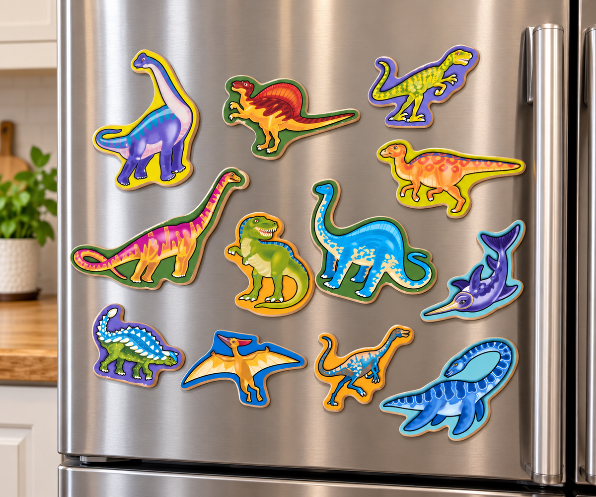 20 Pce Wooden Dinosaur Magnets