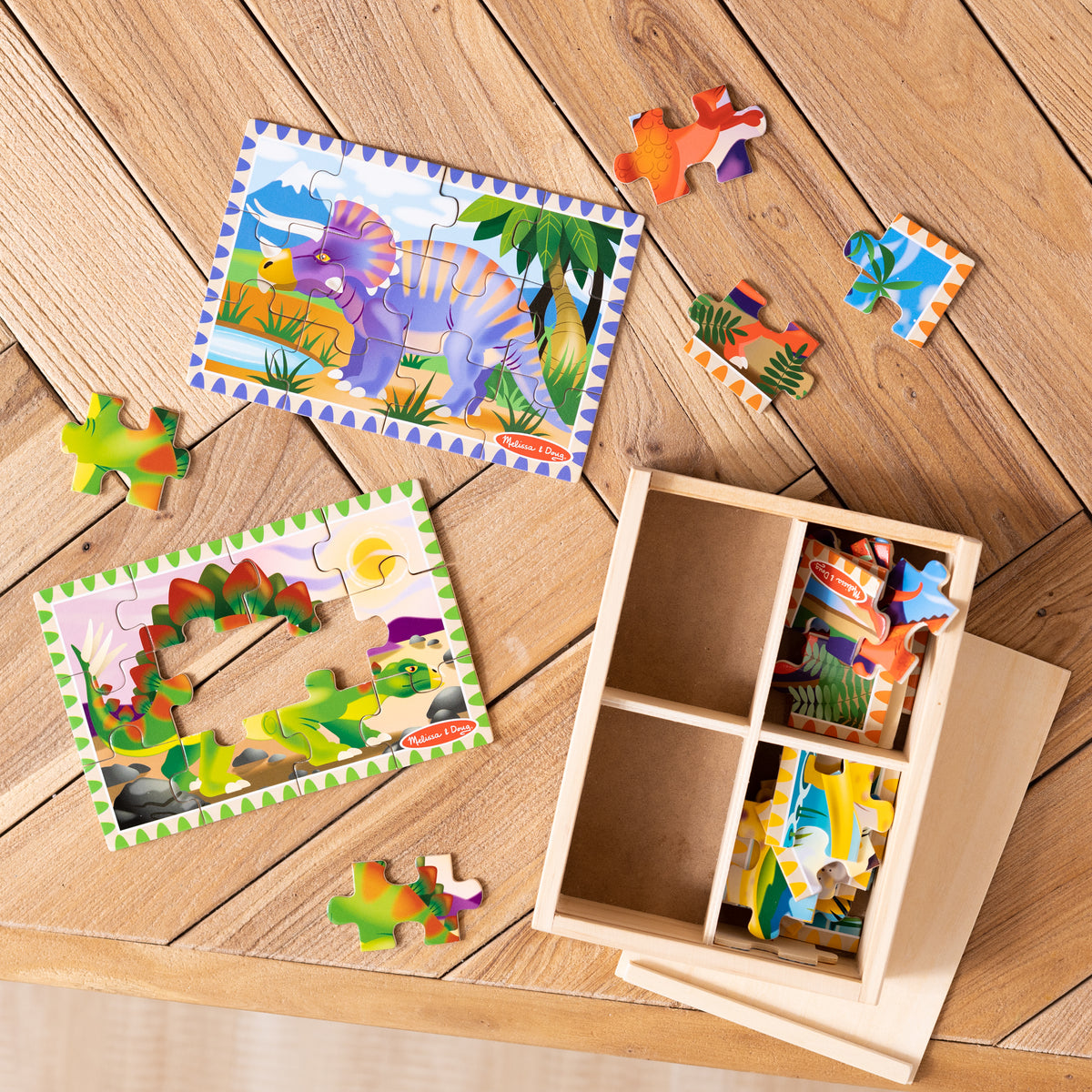 4 x 12 Piece Wooden Dinosaur Puzzles