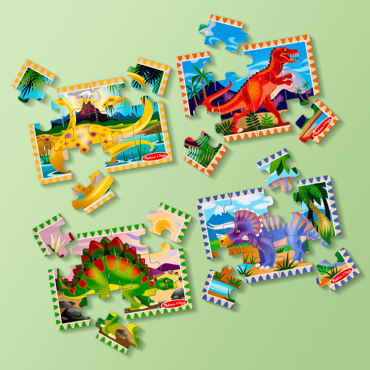 4 x 12 Piece Wooden Dinosaur Puzzles