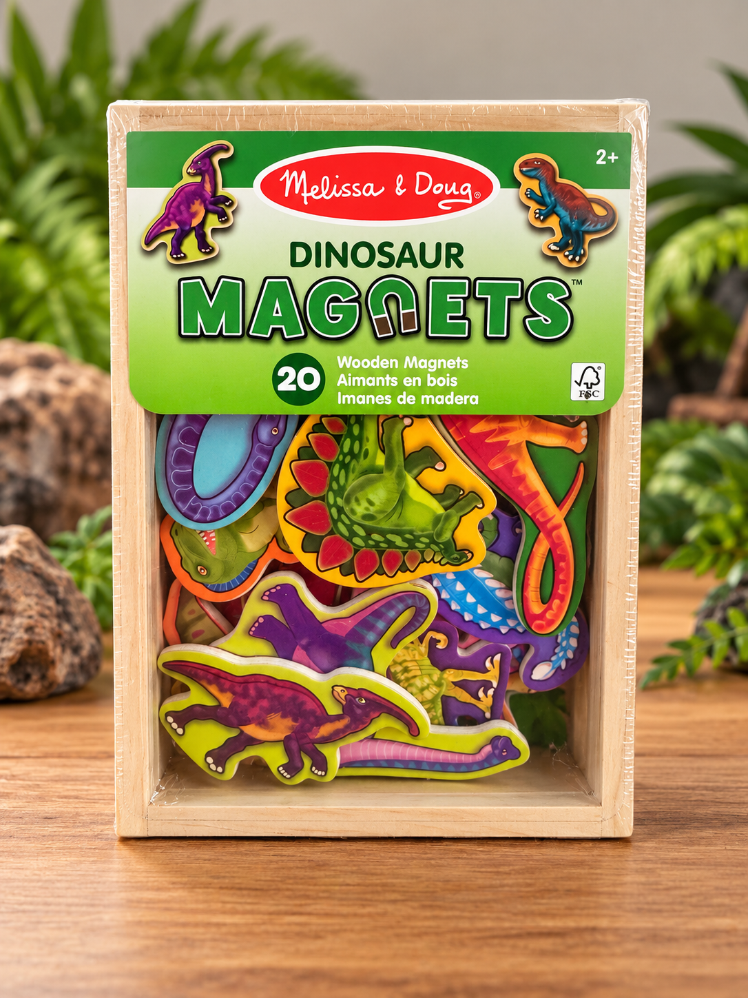 20 Pce Wooden Dinosaur Magnets